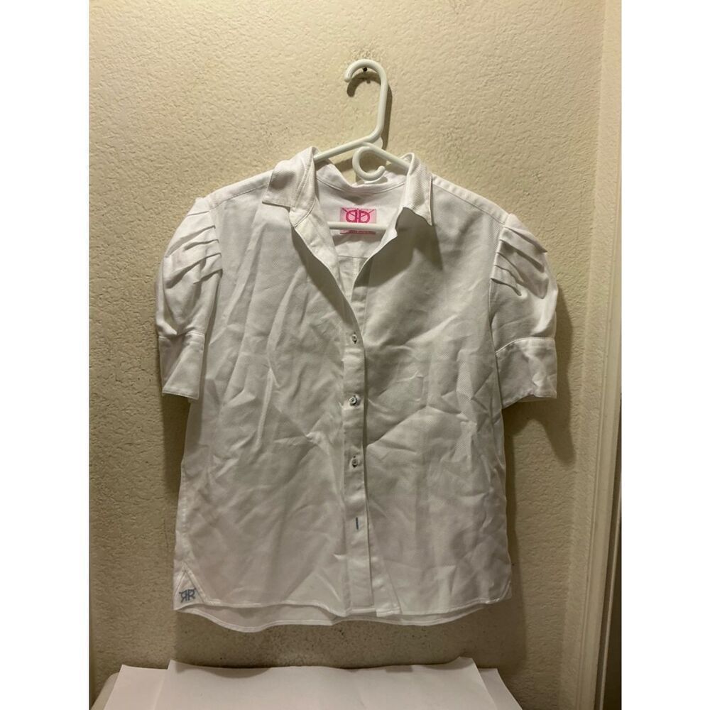 Double R by Ravi Ratan White Button-Down Short Sleeve Shirt 100% cotton